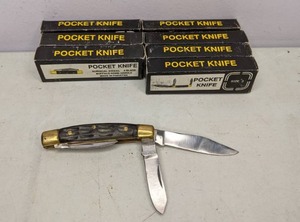lot 188 image: Lot of Seven NIB 3 Blade Pocket Knives