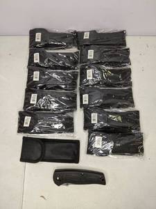 lot 195 image: Frost Cutlery Flying Falcon Folding Knives with Sheaths - Lot of 12
