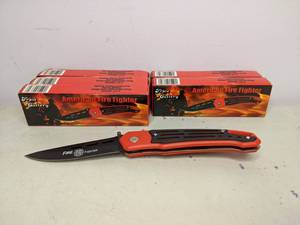 lot 131 image: Lot of Five American Firefighter Knives - NEW