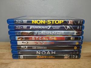 lot 60 image: 8 Action Blu Ray Movies Non Stop Furious 7 San Andreas Noah Stealth