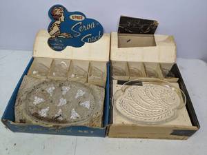 lot 257 image: Vintage Glass Serving Sets in Boxes