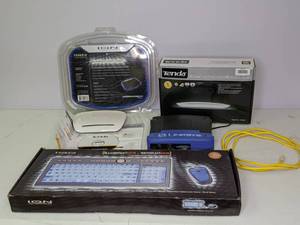 lot 174 image: Assorted Computer Accessories Routers, Keyboard, Mousepad, etc.