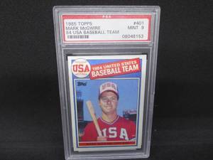 lot 57 image: 1985 Topps Mark McGwire Rookie Card PSA 9