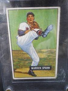 lot 60 image: 1951 Bowman #134 Warren Spahn