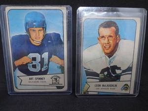 lot 67 image: (2) 1954 Bowman Football Cards