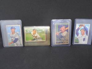 lot 69 image: (4) 1952 Bowman Baseball Cards