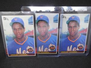 lot 82 image: (3) 1985 Donruss #190 Dwight Gooden RC