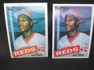 lot 83 image: (2) 1985 Topps Eric Davis Rookie Cards #627