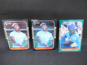 lot 86 image: (3) 1987 Bo Jackson Rookie cards