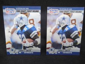 lot 174 image: (2) 1990 Pro Set Emmitt Smith Rookie Cards #685
