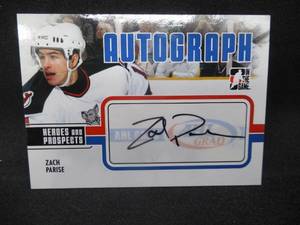 lot 175 image: 2010 In the game Zach Parise Autographed Card #A-ZP