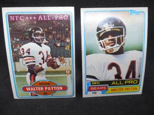lot 178 image: Walter Payton 1980 Topps #160 & 1981 Topps #400