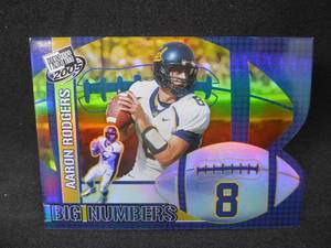 lot 185 image: 2005 Press pass big numbers Aaron Rodgers Rookie card #17