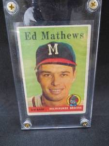 lot 189 image: 1958 Topps #440 Eddie Mathews