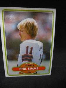 lot 193 image: 1980 Topps Phil Simms Rookie Card #225