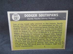 lot 197 image: 1961 Topps #207 Dodger SouthpawsSandy KoufaxJohnny Podres