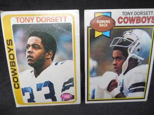 lot 211 image: 1978 Topps Tony Dorsett Rookie Card #315 Fair Condition & 1979 Topps 2nd Year #160
