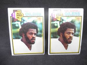 lot 214 image: (2) 1979 Topps Earl Campbell Rookie cards #390