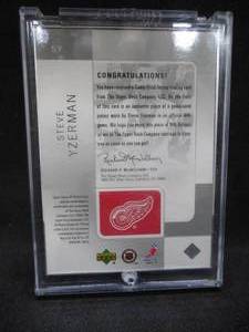lot 263 image: 2001 Sp Game Used Steve Yzerman Jersey Card.
