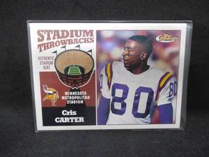 lot 265 image: 2001 Topps Cris Carter Stadium Seat Relic Card from Metropolitan Stadium