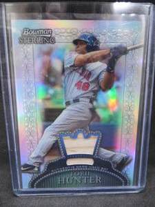 lot 280 image: 2005 Bowman Sterling Torii Hunter Refractor Bat Relic Card #BS-TH
