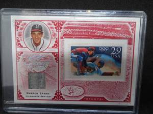 lot 283 image: 2005 Leaf Warren Spahn Jersey  Stamp Relic Card 92