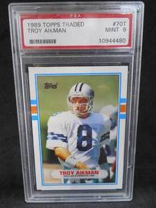 lot 286 image: 1989 Topps Traded Troy Aikman Rookie Card PSA 9 Mint