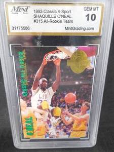 lot 287 image: 1993 Classic 4 Sport Shaquille ONeal Rookie Card Graded Gem Mint 10