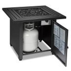 lot 44 image: 30 in. W Black Weather Resistant Steel LP Gas Outdoor Fire Pit with Electronic Ignition and Black Fire Glass