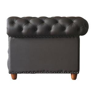 lot 61 image: Baron 38.6 in. Rich Brown Leather 3-Seater Chesterfield Sofa with Nailheads