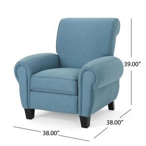 lot 71 image: Del Monte Traditional Blue Fabric Push Back Recliner