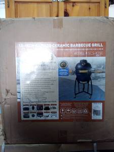 lot 62 image: Kamado 133 sq. in. Cooking Surface Charcoal Grill and Smoker with Electric Starter and Grill Cover in Blue