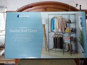 lot 66 image: 19.50 in. D x 45.38 in. W x 68 in. H. Gunmetal Steel Double Rod Closet System