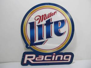 lot 68 image: Metal MILLER LITE Racing Beer Sign