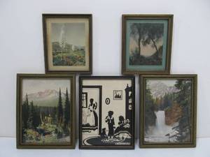 lot 91 image: Vintage 1930s Era Framed Photos Prints & Deco Silhouette