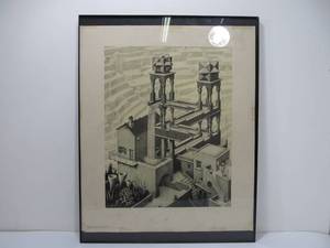 lot 115 image: 1961 Art Print by M.C. Escher Waterfall 16 x 20 Framed