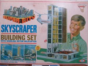 lot 260 image: Vintage 1968 Ideal Skyscraper Building Set wBox