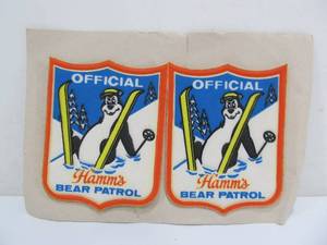 lot 43 image: 2 NOS Vintage HAMMS Beer Official Hamms Bear Patrol Foam Patches