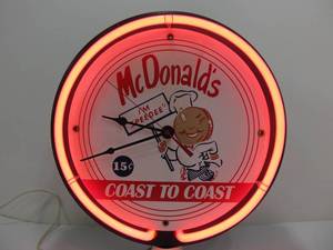 lot 50 image: Very Cool Vintage Style McDonalds Lighted Porcelain Neon Sign