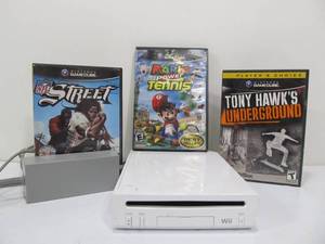 lot 234 image: Nintendo Wii Video Game System & 3 Gamecube Games
