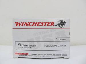 lot 243 image: Winchester 9mm Luger Ammo - 115 Grain 