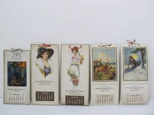 lot 139 image: Lot of 5 Original Antique Advertising Calendars - Minneapolis Tanning & Fur Company