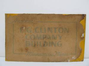 lot 144 image: Old Vintage E.G. CLINTON Building Company Minneapolis Tin Advertising Sign