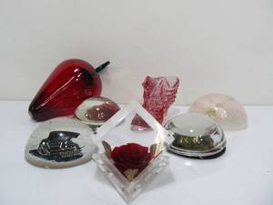 lot 128 image: Group of Assorted Paperweights Glass etc