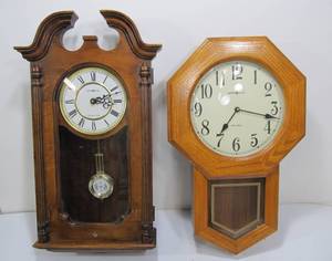 lot 161 image: Pair of HOWARD MILLER Regulator Wall Clocks