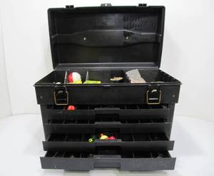 lot 190 image: Nice Large PLANO 4-Drawer Tackle Box wTackle