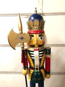 lot 1 image: LARGE Life-Size Commercial Toy Store Solid Wood Nutcracker Soldier