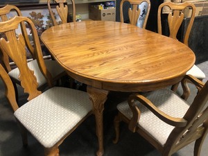 lot 297 image: Nice Condition Signed COCHRANE Dining Table w Set of 6 Chairs