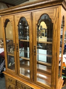 lot 299 image: Nice Condition Signed COCHRANE 2-Piece Lighted Hutch Cabinet