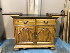 lot 300 image: Nice Condition Signed COCHRANE Fold Out Rolling Bar Cabinet